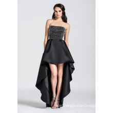 Strapless Beaded High Low Evening Dress